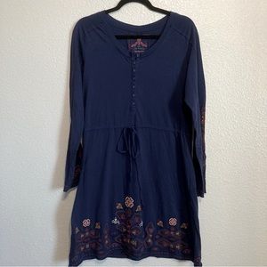 Navy Blue Embroidered Women's Dress